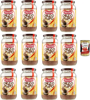 Produktbild von Crastan Orzo Pupo, 100% italien Instant lösliche Gerste Getreidekaffee Kaffee 12x 200gr + Italian Gourmet polpa 400g