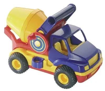 Obrázek produktu pro Nákladní automobil, nevýhodyNákladní automobilová míchačka na beton žlutá-modrá-červená od wadertoys