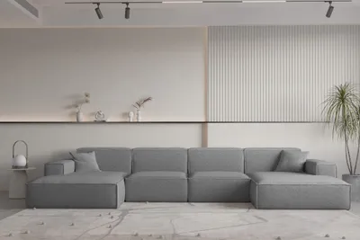 Produktbild von Wohnlandschaft U-Form CELES PREMIUM in Stoff Ascot Bukla Grau