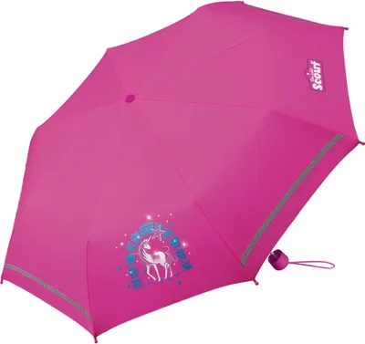 Produktbild von Scout Kinder-Taschenregenschirm mit Reflektorband Lilac Unicorn