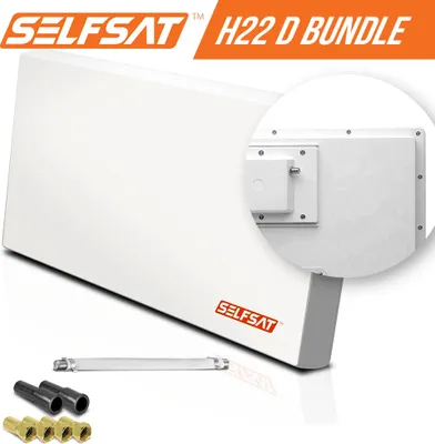 Produktbild von Selfsat H22D+ 1 TV Teilnehmer SAT Flachantenne FLAT + Fensterdurchführung FULL HD
