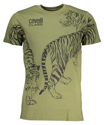 Produktbild von Herren Kurzarm T-Shirt mit Rundhals und Logo-Print in Grün