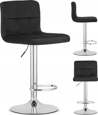 Produktbild von E-W Trading | Hocker PROT - Aksamit Schwarz - Höhenverstellbar - Ergonomisches Design - Drehbar