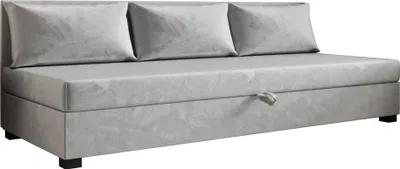 Produktbild von AURA SOFA  Boxspringbett  ROLAND BIZ 100x195 Komplett-Set mit Bonell Matratze, Polsterbett mit Bettkästen -  Grau, MONOLITH 84
