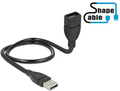 Image de Delock 83499 USB Verl. Delock A -> A St/Bu 0.50m ShapeCable sw