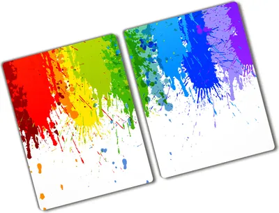 Produktbild von Tulup Glas Herdabdeckplatte - 2x40x52 cm - Glaskeramikkochfeld-Abdeckung Spritzschutz Glasabdeckplatte Kochplattenabdeckung und Schneidebrett - Zweiteilig - Kunst: modern & klassisch - Regenbogenflecken - Mehrfarbig