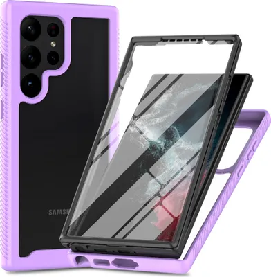 Produktbild von Galaxy S23 Ultra Hülle, TPU Bumper mit Eingebautem Displayschutz 360 Grad Komplettschutz Schutzhülle für Samsung Galaxy S23 Ultra Lila