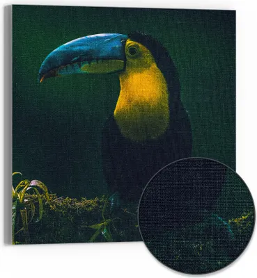 Produktbild von DEQORI Hybrid Leinwand Bild 30x30 cm 'Dschungelbewohner' Wandbild Glas flach modern