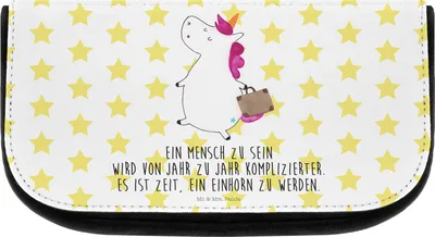 Produktbild von Mr. & Mrs. Panda Kosmetiktasche Einhorn Koffer - Weiß - Geschenk, Kulturbeutel, Unicorn, klein, Reise, Einhörner, Kosmetikbeutel, Beautytasche, Witzig, Organizer
