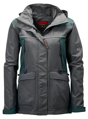Produktbild von Owney Damen Jacke Grün-Grau 3XL wetterfest Hundehalter Wanderjacke atmugsaktiv warme Jacke mit vielen Taschen