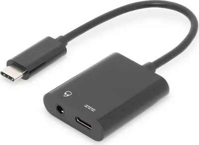 Image de DIGITUS - Adaptateur USB-C vers prise jack - USB-C mâle vers mini prise jack stéréo, USB-C femelle - 20 cm - noir