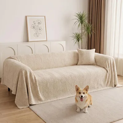 Obrázok produktu pre Solidchoice – Béžový obliečok na pohovku, 180 x 300 cm