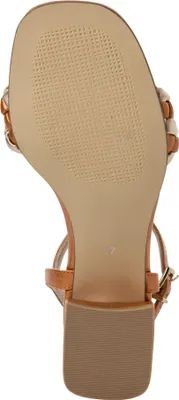 Produktbild von MARCO TOZZI Damen Sandale Flechtmuster Blockabsatz Metallic Textil 2-28390-44, Größe:41 EU, Farbe:Braun
