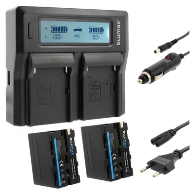 Produktbild von 2x Akku + Lader für Sony NP-F990 NP-F330 F730 F750 F770 F930 F970 10400 mAh
