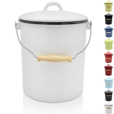 Produktbild von Karl Krüger M5 Emaillierter Mülleimer mit Deckel, weiß, 5 Liter
