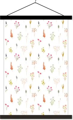Produktbild von MuchoWow® Textilposter Blumen - Pastell - Muster 120x180 cm mit schwarzem Rahmen - Fotos