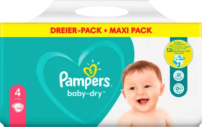 Produktbild von Pampers Baby-Dry 81715600, Junge/Mädchen, Windel mit Klebeband, 9 kg, 14 kg, Weiß, Velcro
