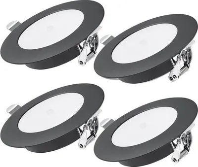 Obrázok produktu pre 4 LED stropné svietidlá 12 V s ovládačom stmievania a modrým svetlom, čierne
