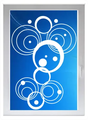 Produktbild von INDIGOS UG - Wohnzimmer Retro Kreise Punkte - Farbe: weiss - 116x81 cm - Sichtschutzfolie - Fensterfolie - Glasdekorfolie - für die Küche, Wohnzimmer Retro Kreise Punkte ans Fenster