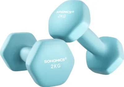 Produktbild von SONGMICS Hanteln, 2er Set, 2 x 2 kg, Hantelset, Kurzhanteln, Hexagon, Neopren-Beschichtung, Krafttraining, Workout, Fitnesstraining, für Zuhause