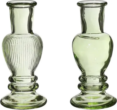 Produktbild von Glasvase Bunt 'Venice' 2er Set -  Wählbar in verschiedenen Farben und Größen, Farbe:Grün, Größe:h.11.3 Ø 5cm