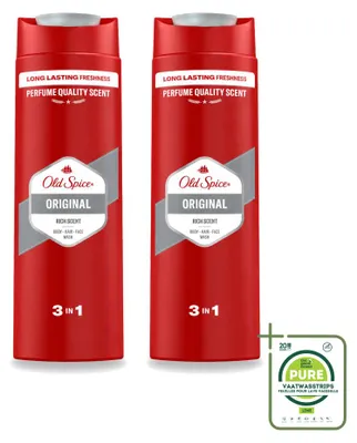 Immagine prodotto di 2 flaconi di bagnoschiuma 3-in-1 Old Spice Original - 400 ml - confezione grande - 2 pezzi