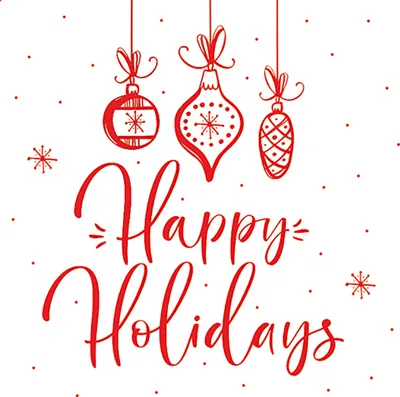 Produktbild von Servietten Papier 33x33cm Happy Holidays Schriftzug 20 Stk. Weiß / Rot