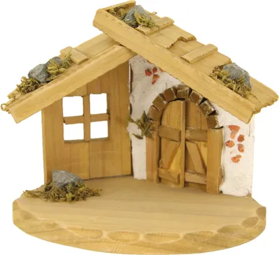 Produktbild von Krippenstall Holz 16x10,5x12,5 cm für 5-6 cm Figuren Deko
