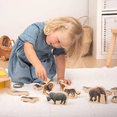 Obrázok produktu pre Tickit Wooden Wild Animal Blocks, 0 rok / roky, 15 kusov, Drevo