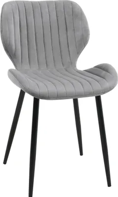 Produktbild von Stuhl – Esszimmerstuhl – Polsterstuhl – Essstühle Samtbezug – Samtstuhl – Grau – 44 cm – Gesteppter Polsterstuhl im modernen Stil