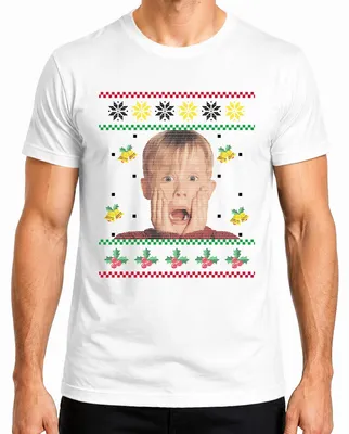 Immagine prodotto di Maglietta da uomo Kevin Home Alone - Regalo di Natale Brutto Maglione di Natale, Bianco, XL
