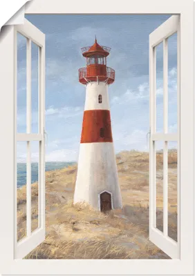 Produktbild von ARTland Poster Leuchtturm I Fensterblick Größe: 50x70 cm