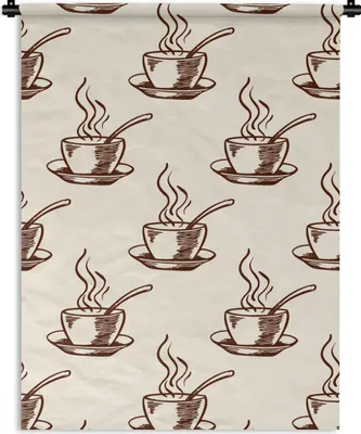 Produktbild von MuchoWow® Wandteppich Wandbehang Muster - Vintage - Kaffee 60x80 cm Tapisserie Dekoration Wandtuch - Decke - Wandtücher - Wohne