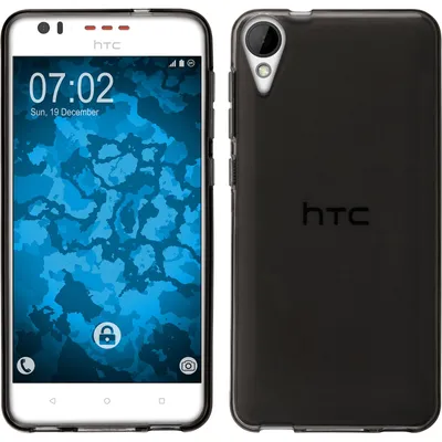Produktbild von PhoneNatic Case kompatibel mit HTC Desire 825 - grau Silikon Hülle transparent + 2 Schutzfolien
