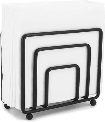 Produktbild von Freistehender Serviettenhalter aus Metall für Tisch, Küche, Restaurant und Picknick (Schwarz)