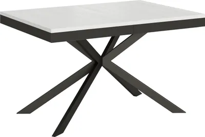 Produktbild von ITYHOME - Ausziehtisch 120/224x90 cm Plaker Evolution Esche weiß Gestell und Füße Anthrazit