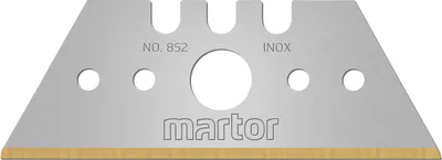 Produktbild von MARTOR 5 x TRAPEZKLINGE, Ersatzklingen Cuttermesser, Sicherheitsmesser, 19 mm, Scharf, Im Spender, TIN-beschichtet, 2-fach Nutzbar, NR. 852