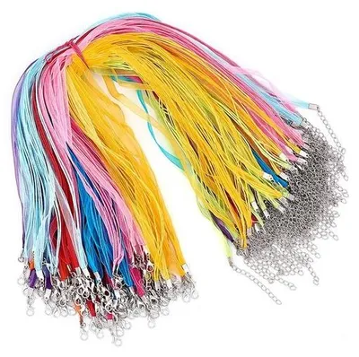 Productafbeelding van Dailygoods- Organza Lint 100 Strengen - Gewaxt Koord - Imitatie Lederen Ketting - Kreeft Klauw Gespen - Verlengkettingen - 17,7 Inch Lang - Kettingkoord