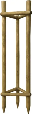 Produktbild von TIMBERMIK Baumstütze Komplettset Rankhilfe Baumpfahl ø 7cm Länge: 200 cm Pflanzenhalter 3 x Holzpfosten 3x Schwarze Baumgurte und 6x Halbpalisaden