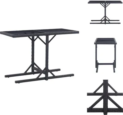 Produktbild von vidaXL Gartentisch Schwarz 110×53×72 cm Glas und Poly Rattan -  Gartentische