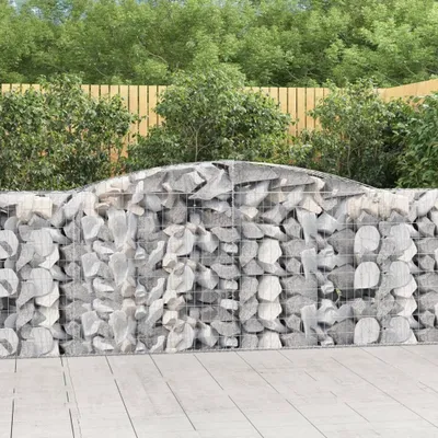 Zdjęcie produktu dla The Living Store Gabion z wysokim łukiem 400x50x100/120 cm Ocynkowane żelazo