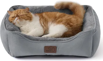 Productafbeelding van Kattenbed - wasbaar - 51 x 41 cm - sherpa - dik gevoerde rand - antislip onderkant