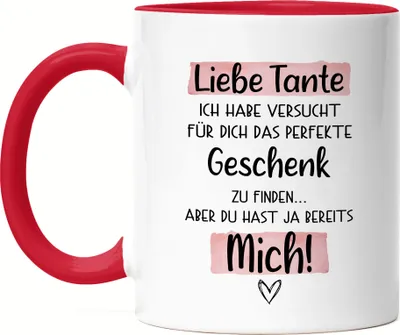 Produktbild von Tante Geschenk Tasse Rot  Mit Spruch Tanti Geschenkidee Geburtstag Nichte Neffe Humor