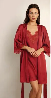 Productafbeelding van Selmark Satijn Kimono 90871 Red - Maat: XL  - Rood