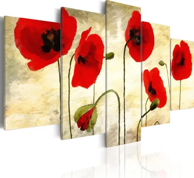 Produktbild von Leinwandbilder 200x100 cm 020110- 26 Vlies Leinwandbild 5 tlg Kunstdruck modern Wandbilder XXL Wanddekoration Design Wand Bild BLUMEN
