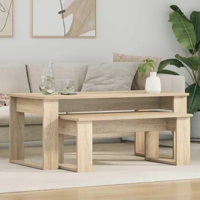 Productafbeelding van Maison Exclusive - Set van 2 salontafels, Sonoma-eikenhout, 100 x 50 x 42 cm