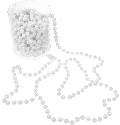 Produktbild von 8m Perlengirlande Perlenkette Perlen 8mm Perlenschnur Baumschmuck Deko Kette, Farbe:weiß