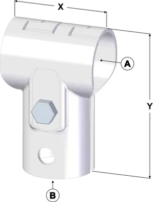 Produktbild von T-Schelle verzahnt, geteilt, A 2" (60,3 mm) x B 1 1/2" (48,3 mm)
