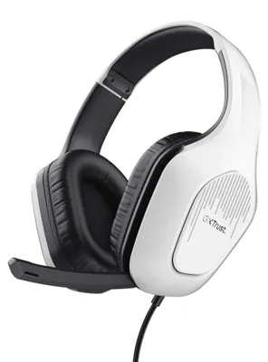 Image de Trust Gaming GXT 418W Rayne Gaming Headset léger pour PC Xbox PS4 PS5 Switch Mobile, diaphragme de 50 mm, câble de 2 m, prise audio de 3,5 mm, casque supra-auriculaire avec câble, blanc