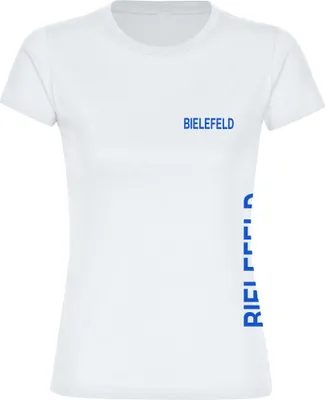 Produktbild von multifanshop Damen T-Shirt - Bielefeld - Brust & Seite, weiß, Größe XXL